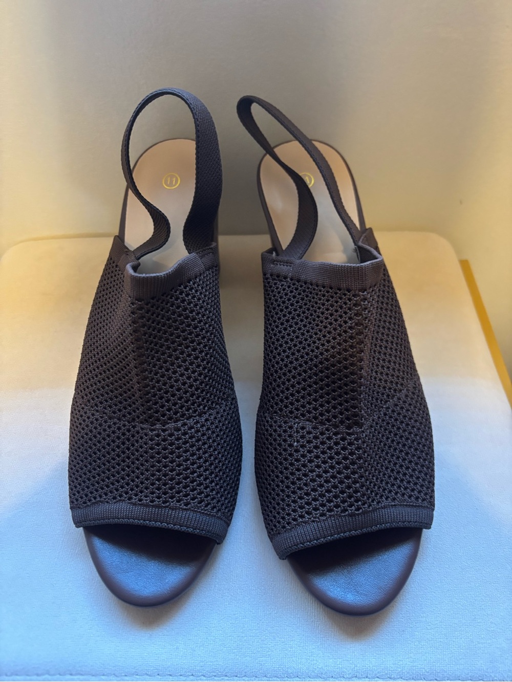 Women's Open-Toe Heels Slingback Knit Sandals - Brown